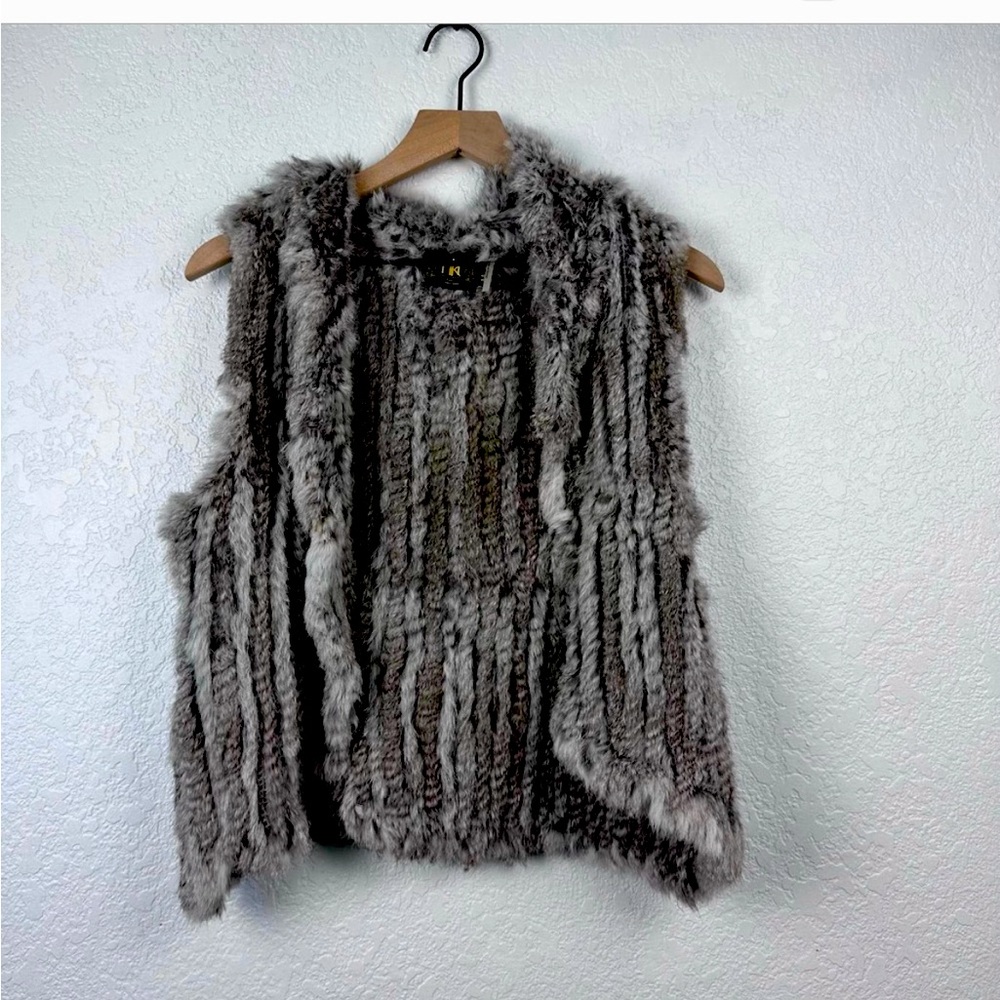 Metric knits fur collection grey rabbit fur vest medium